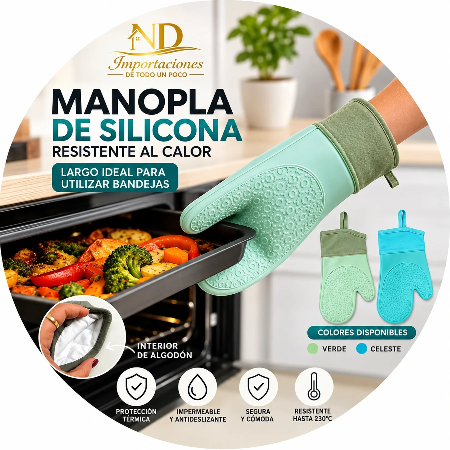 Manopla de silicona resistente al calor